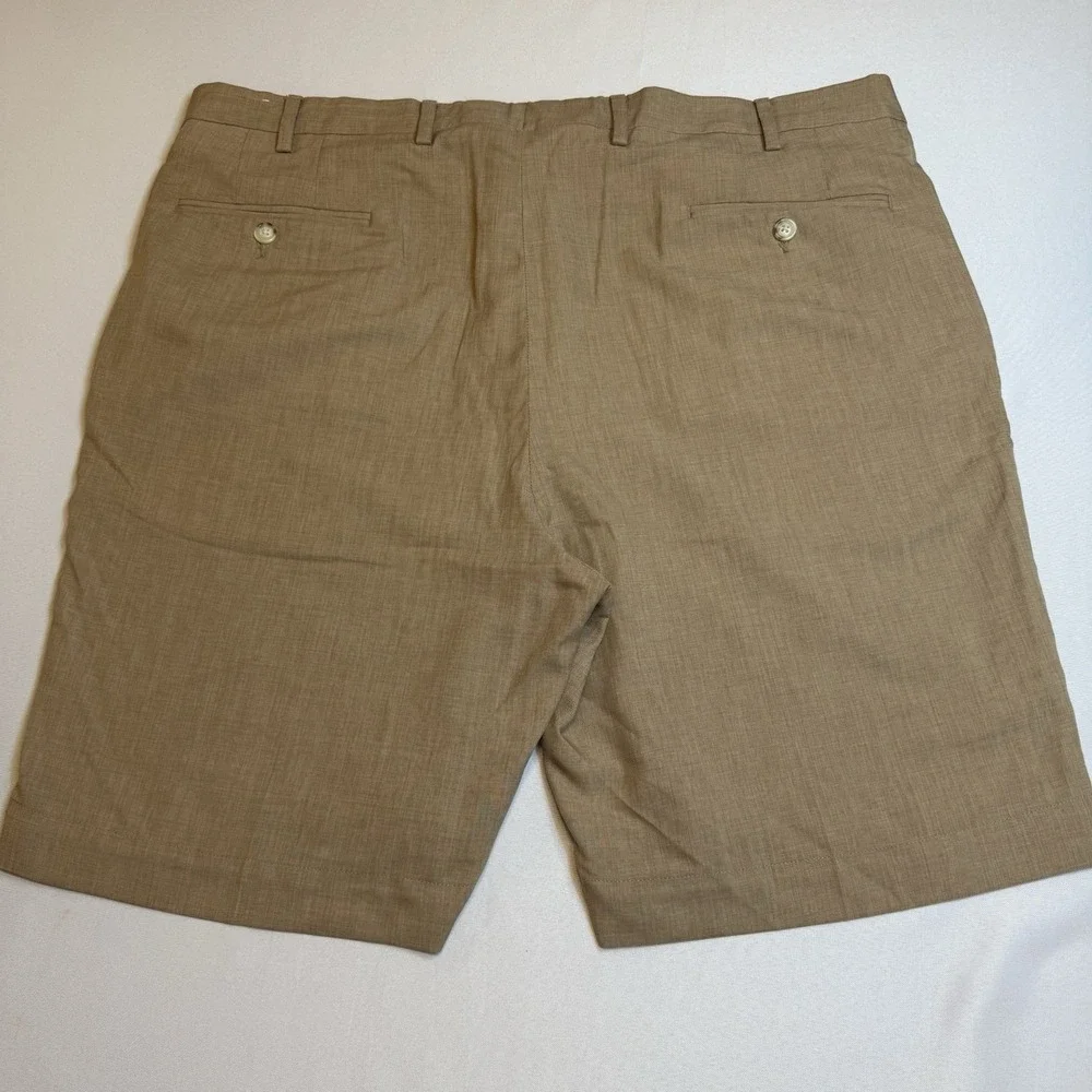 Tom James Dress Shorts‎ Men 40 Flat Front Regular Fit Tan Lightweight Chino